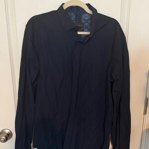 Buckle Navy Blue Casual Button Down Shirt